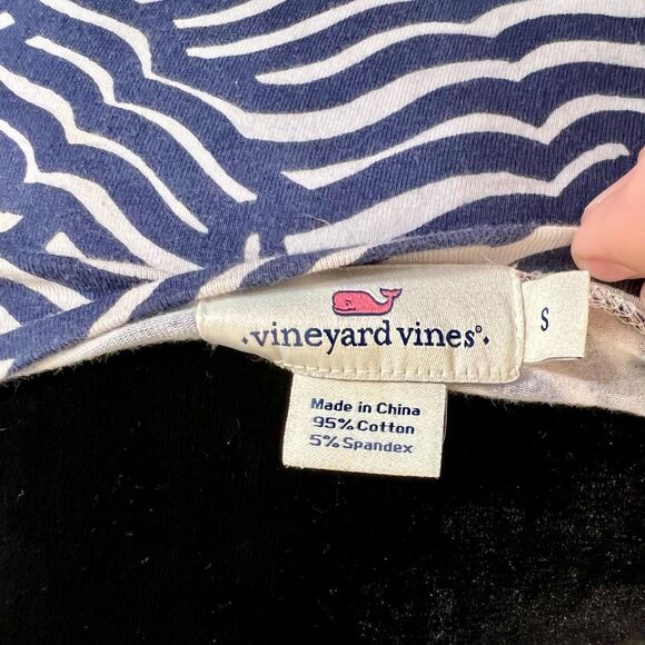 Vineyard Vines Navy White Whale Tail Patterned Long Sleeve Boat Neck Dress Small - Picture 2 of 4